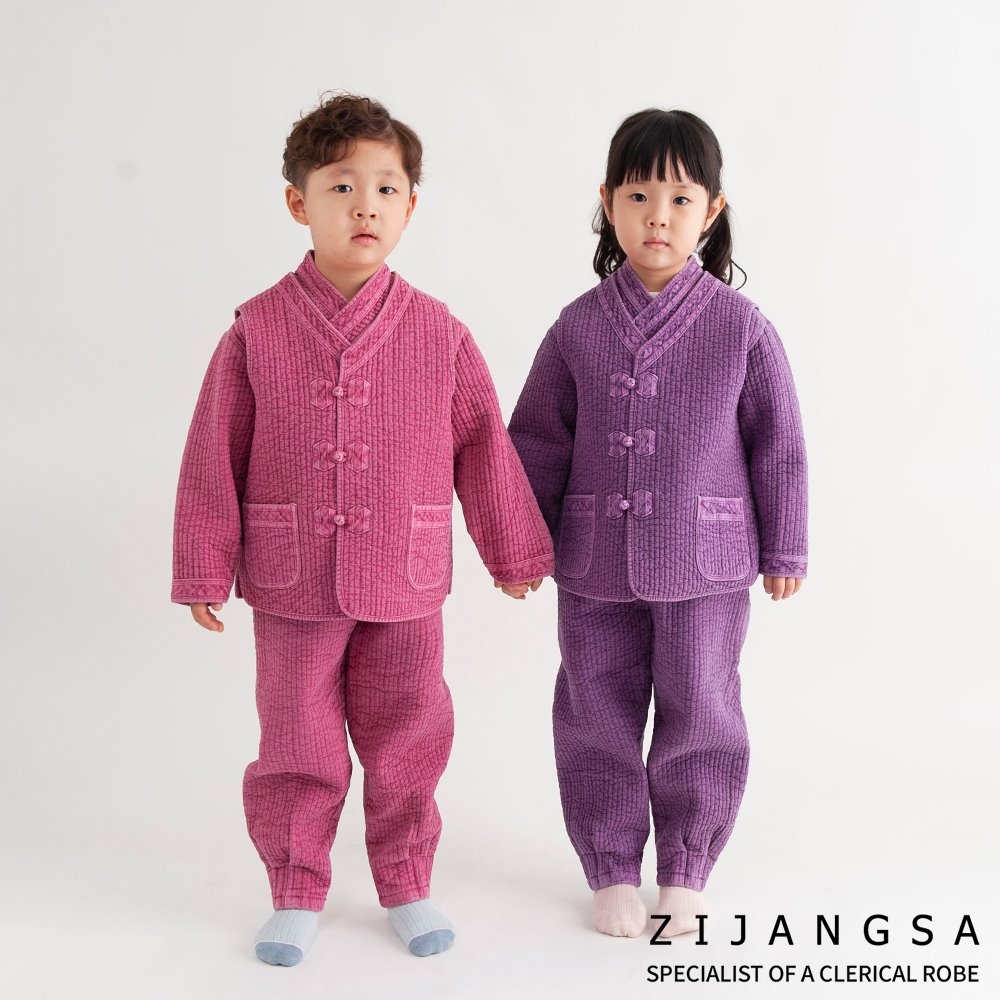 [10157] 아동 누비 3피스 한벌 / 생활한복 개량한복 법복 절복 공용 유치원복 어린이집복 단체복