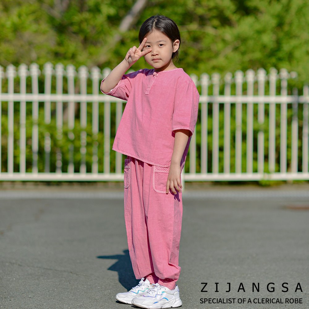 [20036] 아동 7부 핀탁 티바지 한벌 2피스/ 생활한복 개량한복 법복 절복 공용 유치원복 어린이집복 단체복