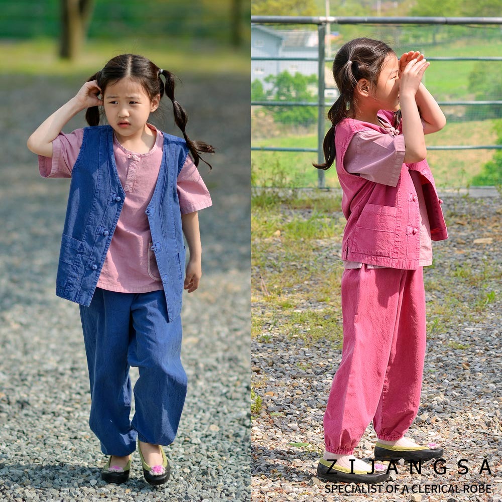 [10800] 아동 20수 조끼 바지 한벌 / 2피스 생활한복 개량한복 법복 절복 공용 유치원복 어린이집복 단체복